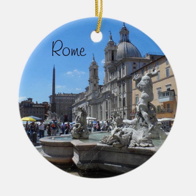 Piazza Navona- Rome, Italy Ceramic Ornament (Front)
