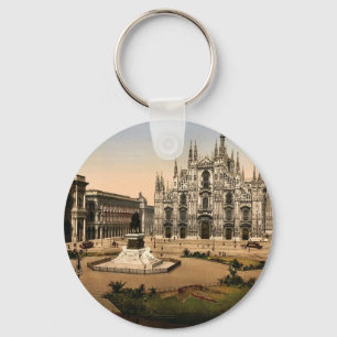 Piazza of the cathedral, Milan, Italy classic Phot Keychain