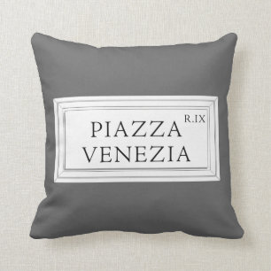 Piazza Venezia, Rome Street Sign Throw Pillow