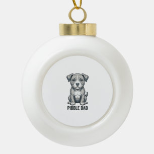 Pibble Dad Vintage Engraving Dog Shirt Design_1 Ceramic Ball Christmas Ornament