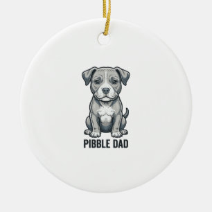 Pibble Dad Vintage Engraving Dog Shirt Design_1 Ceramic Ornament