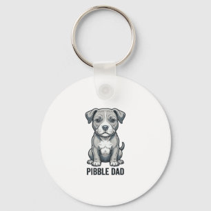 Pibble Dad Vintage Engraving Dog Shirt Design_1 Keychain