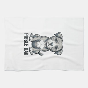 Pibble Dad Vintage Engraving Dog Shirt Design_1 Kitchen Towel
