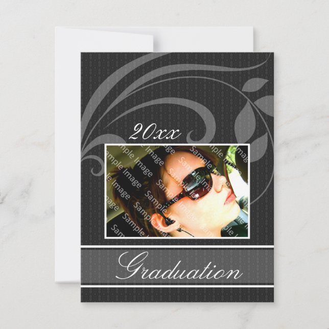 Pic Black Open House Party Graduation Invitations (Front)