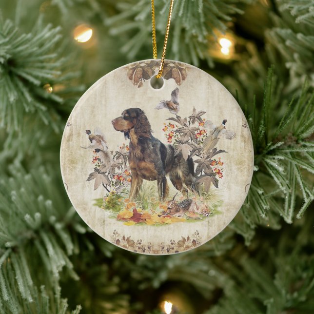 Picardy Spaniel , Bird hunting    Ceramic Ornament (Tree)