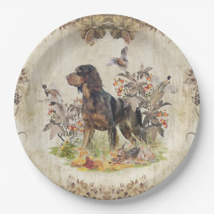 Picardy Spaniel , Bird hunting   Paper Plate