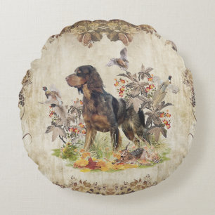 Picardy Spaniel , Bird hunting    Round Pillow
