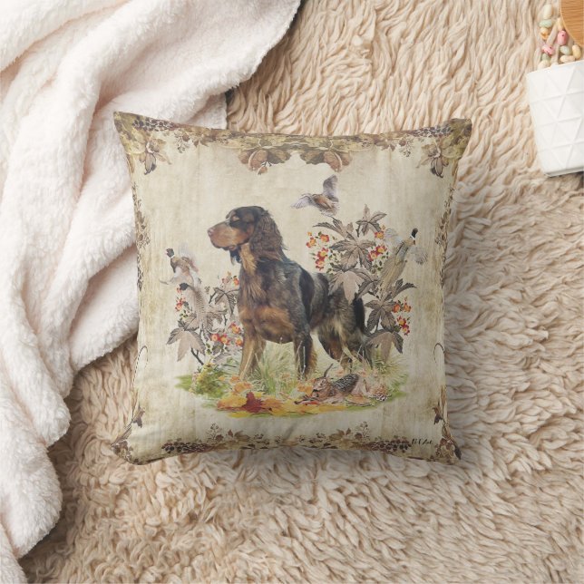 Picardy Spaniel , Bird hunting  Throw Pillow (Blanket)
