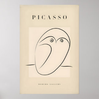 Picasso Abstract Owl Line Art Minimalist Bird Poster