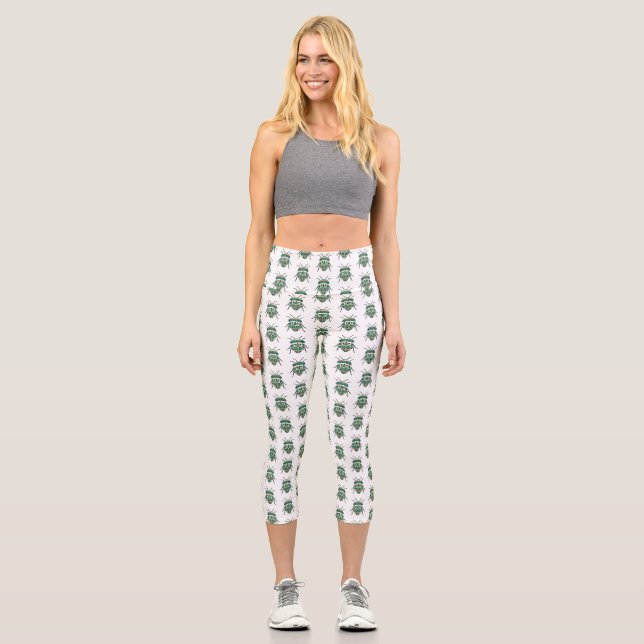 Picasso bug cartoon illustration  capri leggings (Front)
