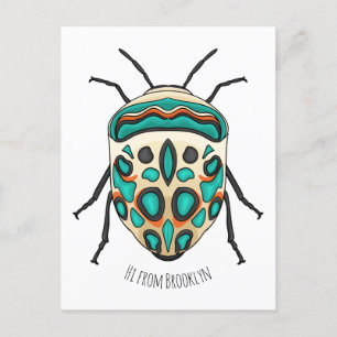 Picasso bug cartoon illustration postcard