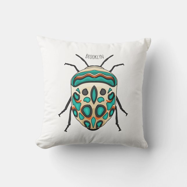 Picasso bug cartoon illustration  throw pillow (Front)