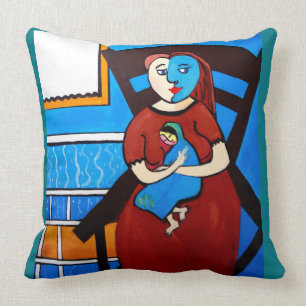 PICASSO BY NORA  GIRL WITH BABY THROW PILLOW