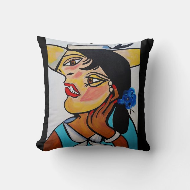 PICASSO BY NORA  YELLOW HAT THROW PILLOW (Front)