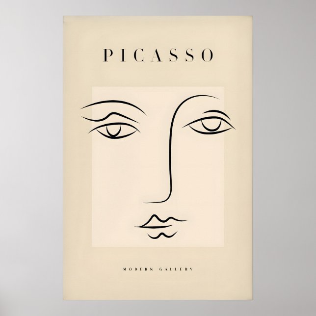 Picasso Minimalist Face Outline Line Art Simple Poster (Front)