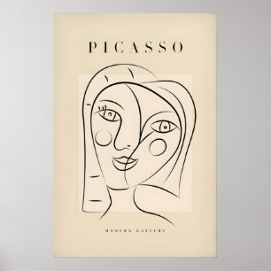 Picasso Smiling Double Face Abstract Portrait Line Poster