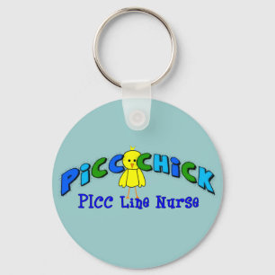 PICC Chick  "PICC LINE NURSE" BLUE Artsy Design Keychain