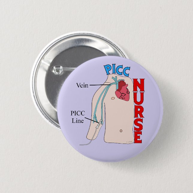 PICC Line Nurse Anatomical  Design Purple 2 Inch Round Button (Front & Back)