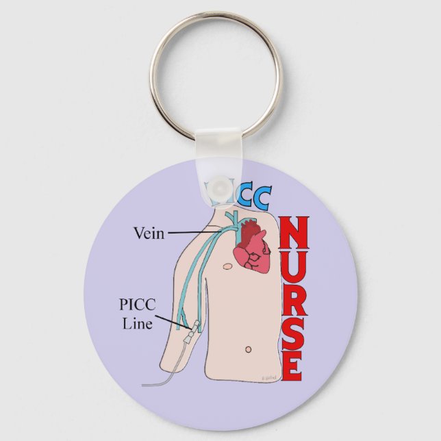 PICC Line Nurse Anatomical  Purple  Keychain (Front)