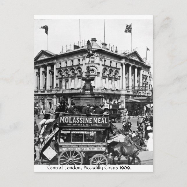 Piccadilly Circus, 1908 Central London England Postcard (Front)