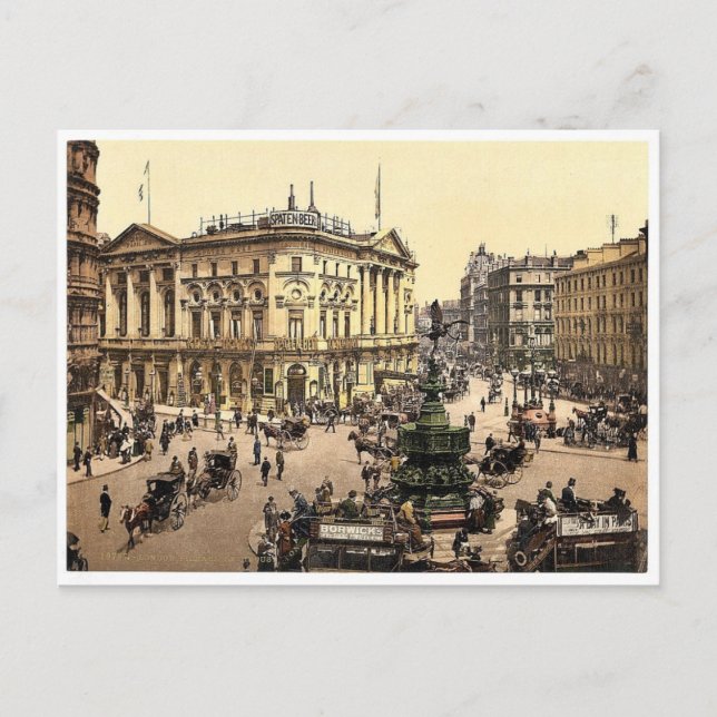 Piccadilly Circus, London, England rare Photochrom Postcard (Front)
