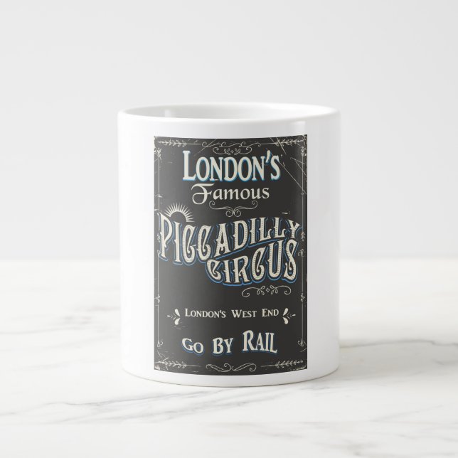 Piccadilly Circus London vintage poster Large Coffee Mug (Front)