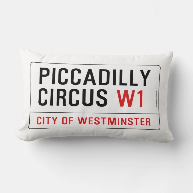 Piccadilly Circus Street Sign Lumbar Pillow (Front)
