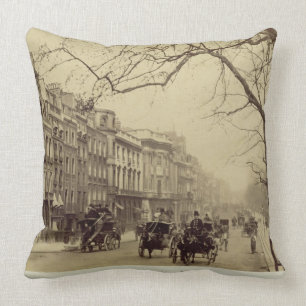 Piccadilly facing East, (sepia photo) Throw Pillow