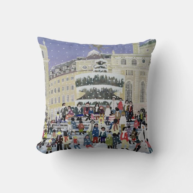 Piccadilly Snow Scene Throw Pillow (Front)