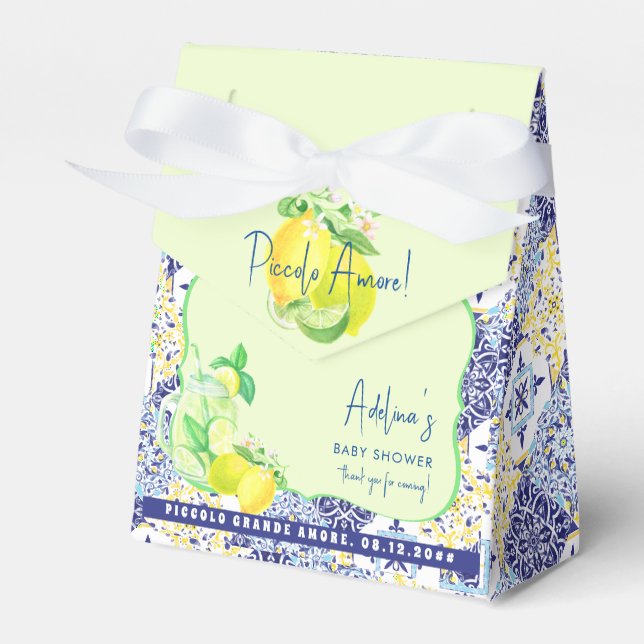 Piccolo Amore Blue Lemon Baby Shower Welcome Sign Favor Box (Front Side)
