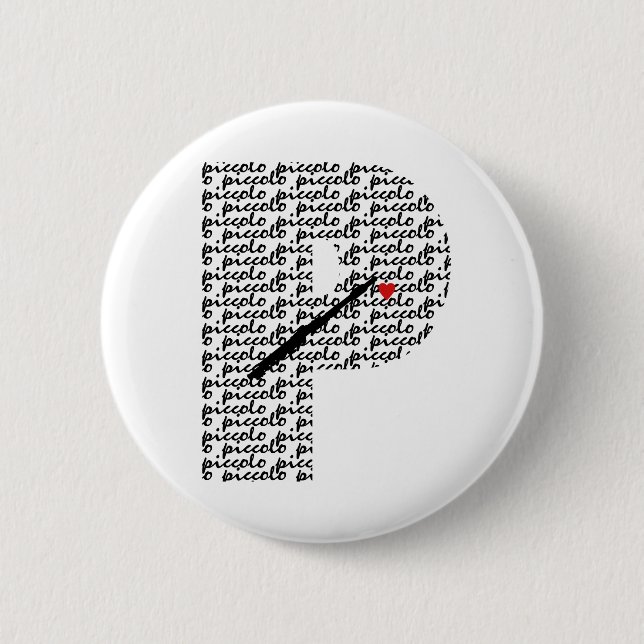 Piccolo Letter P 2 Inch Round Button (Front)