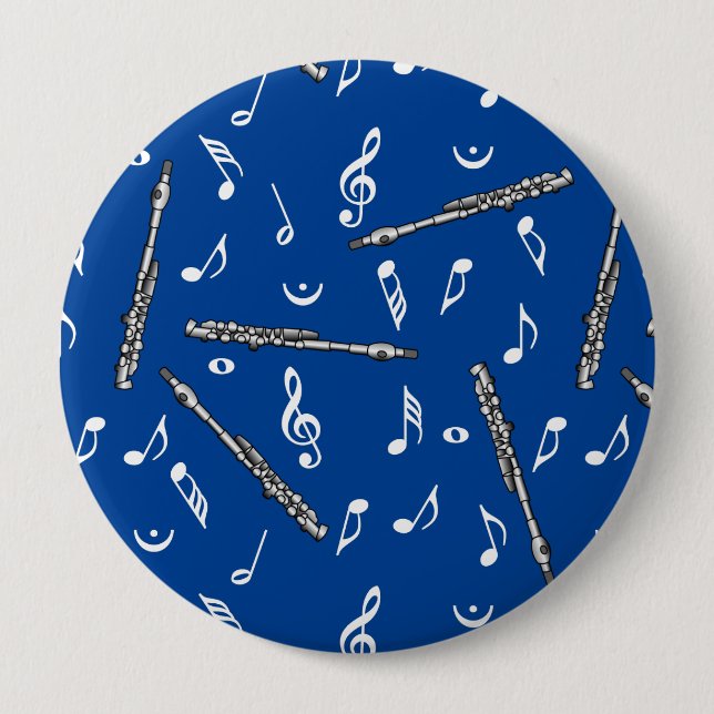 Piccolo Music Note Pattern 4 Inch Round Button (Front)