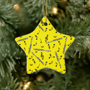 Piccolo Music Note Pattern Ceramic Ornament