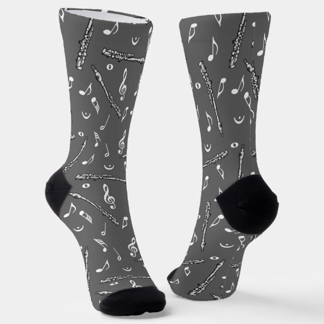 Piccolo Music Note Pattern Socks (Angled)