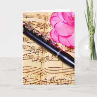 Piccolo on sheet music custom greetings cards