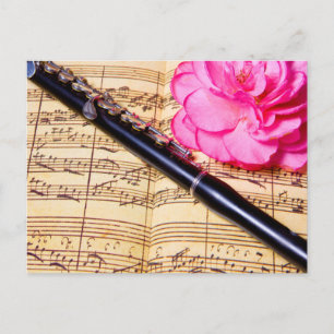 Piccolo on sheet music custom postcards