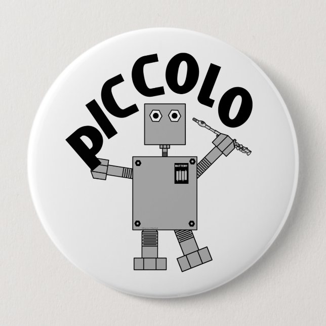 Piccolo Robot Text 4 Inch Round Button (Front)