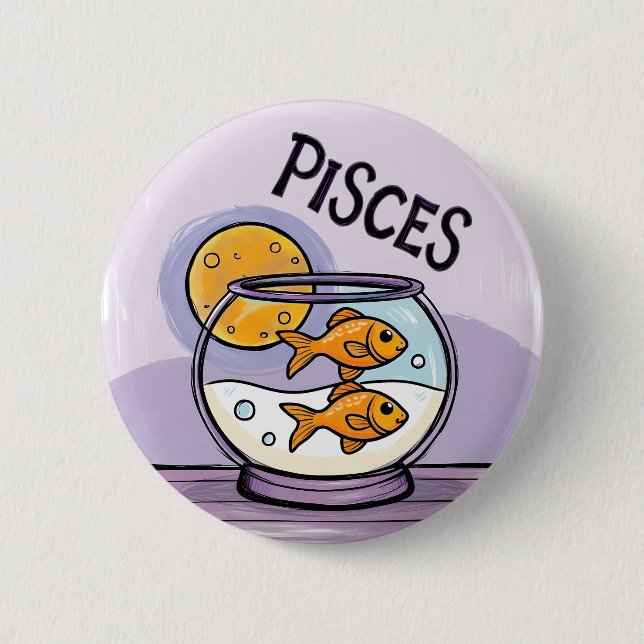 Picese star sign fish zodiac star 2 inch round button (Front)