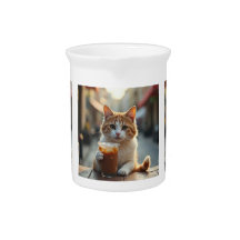 Chat buvant du café dans une rue