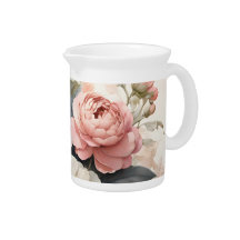 Pitcher à fleurs roses