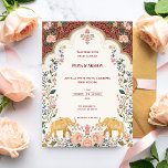 Pichwai Indian Elegant Wedding Invitation<br><div class="desc">Celebrate your wedding with this luxurious Pichwai-inspired Indian wedding invitation suite, thoughtfully designed with intricate floral motifs and gold elephant designs in a rich heritage color palette inspired by Rajasthan’s traditional art. 💡 PERFECT FOR - Indian & Hindu weddings - Bilingual English Hindi families - Traditional & luxury Indian ceremonies...</div>