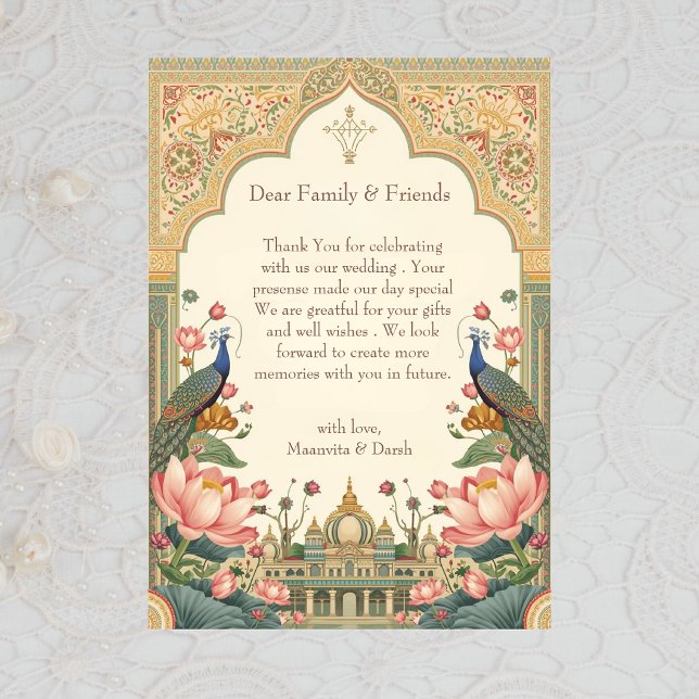 Pichwai Indian Elegant  Wedding Thank You Card (Creator Uploaded)