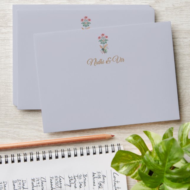 Pichwai theme Indian wedding invitation Envelope (Stacked)