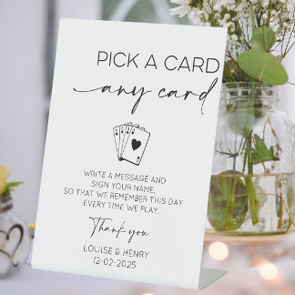 Pick A Card Any Card Guestbook Pedestal Sign