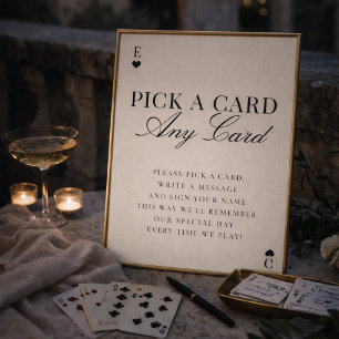 Pick A Card Any Card Wedding Guestbook Poster Sign