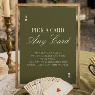 Pick A Card Elegant Wedding Guestbook Sign