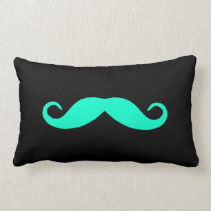 Pick A Colour Moustache on Black Lumbar Pillow