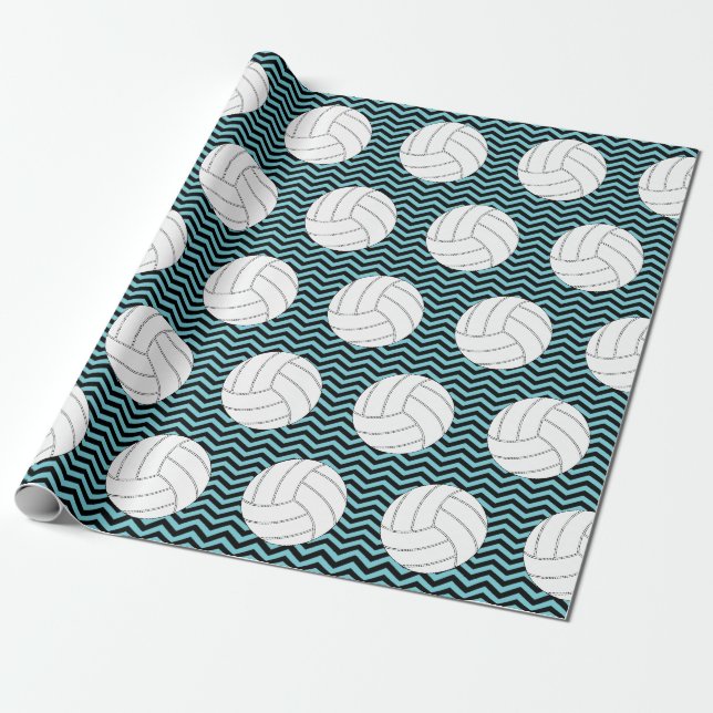 Pick A Colour Volleyball Chevron Wrapping Paper (Unrolled)