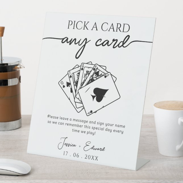 Pick A Play Card Wedding Sign Your Name Black (In SItu)