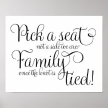 Pick a seat chalk and glitter wedding sign